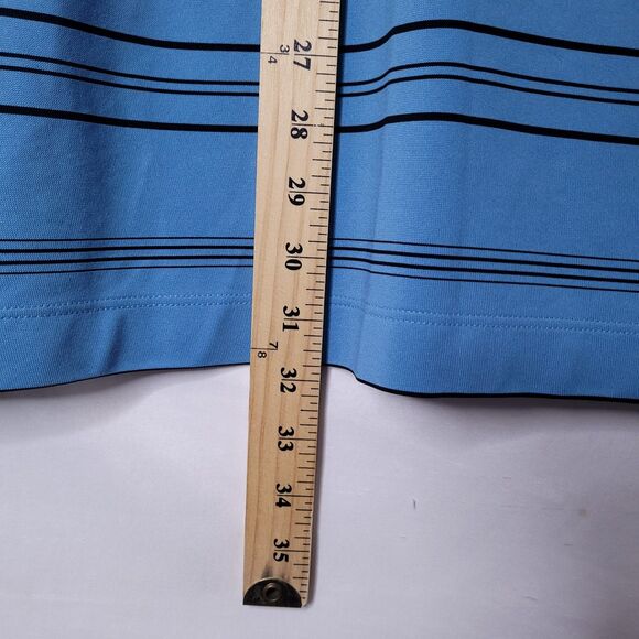 Nike Polo Shirt Mens Large Striped Blue Dri Fit Golf Swoosh - Picture 6 of 11